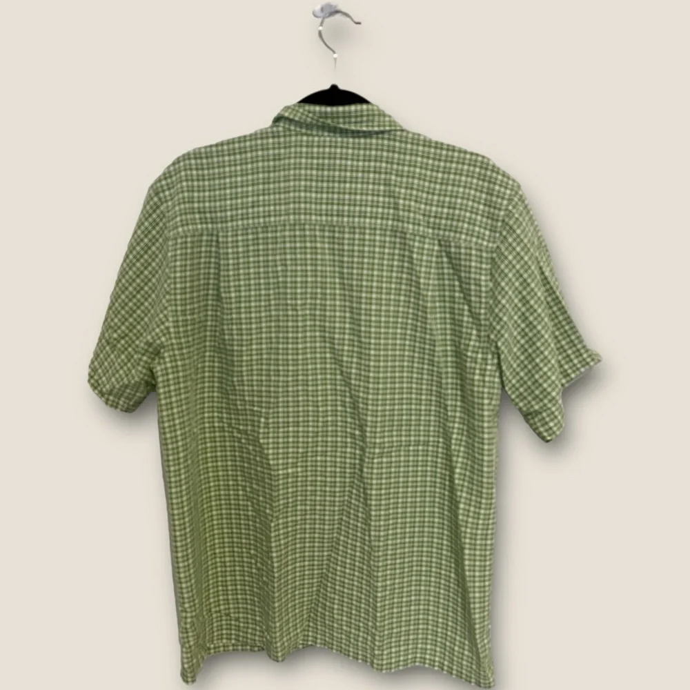 The North Face Shirt Men's M Short Sleeve Green Lightweight Top LOGO‎ Plaid✅